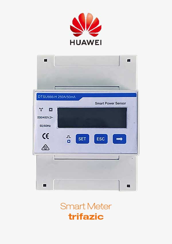 Smart Meter trifazic Huawei DTSU666-H 250A 50mA este un contor bidirecțional trifazat utilizat în vederea gestionării inteligente a energiei.