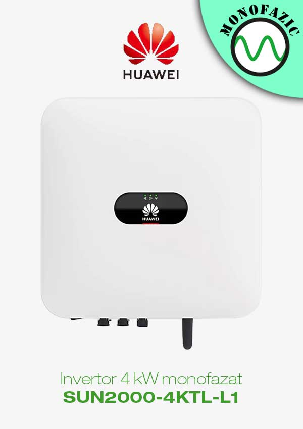 Invertor 4 kW hibrid monofazat Huawei SUN2000-4KTL-L1 face parte dintr-o gamă inovatoare de invertoare rezidențiale on-grid monofazate.